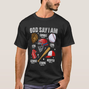 T-shirt Dieu drôle dit que je suis receveur de joueur de b