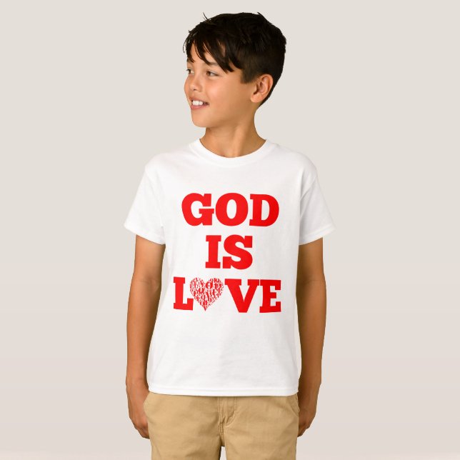 T-shirt Dieu est amour Bible Citation du garçon (Devant entier)