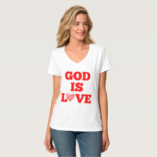 T-shirt Dieu est amour Bible Citation Femmes V-Cou