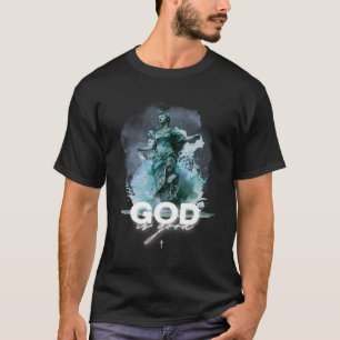 T-shirt Dieu Est Bon Statue Chrétienne Aquarelle Art