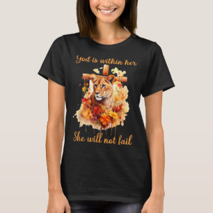T-shirt Dieu Est En Elle Elle Ne Echouera Pas Lionne Croix