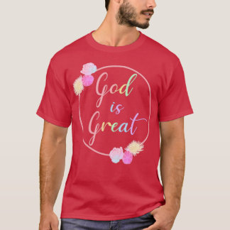 T-shirt Dieu est grand avec les fleurs Roses