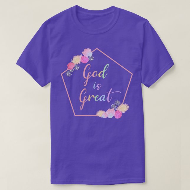 T-shirt Dieu est grand avec les fleurs Roses Triangle Fleu (Design devant)