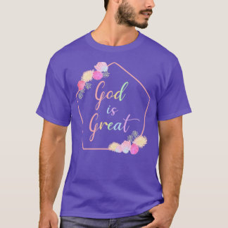 T-shirt Dieu est grand avec les fleurs Roses Triangle Fleu
