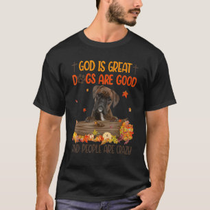 T-shirt Dieu Est Grand Chien Sont Bon Boxe Automne Thanksg