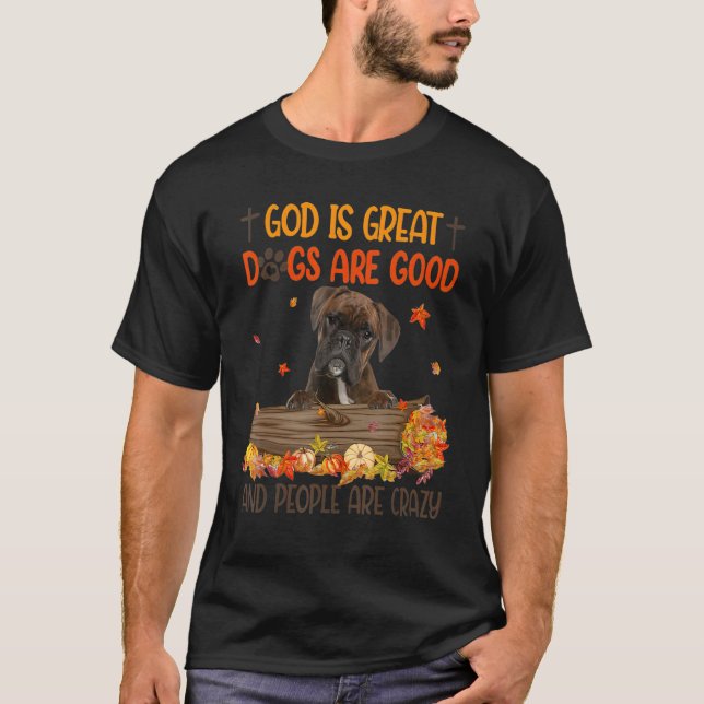 T-shirt Dieu Est Grand Chien Sont Bon Boxe Automne Thanksg (Devant)
