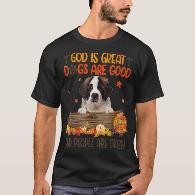 T-shirt Dieu Est Grand Chien Sont Bon Saint Bernard Fall M (Devant)