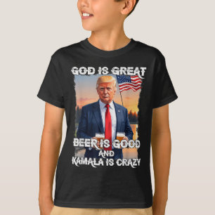 T-shirt Dieu est grand, la bière est bonne et Kamala est f