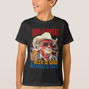 T-shirt Dieu est grand, la bière est bonne et Kamala est f