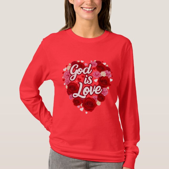 T-shirt Dieu est l'amour de la Saint-Valentin (Devant)