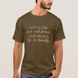 T-shirt Dieu est notre brun/or chrétiens de vers de bible