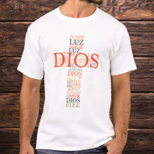 T-shirt Dieu Et Croix De Foi Hommes Chrétien Espagnol