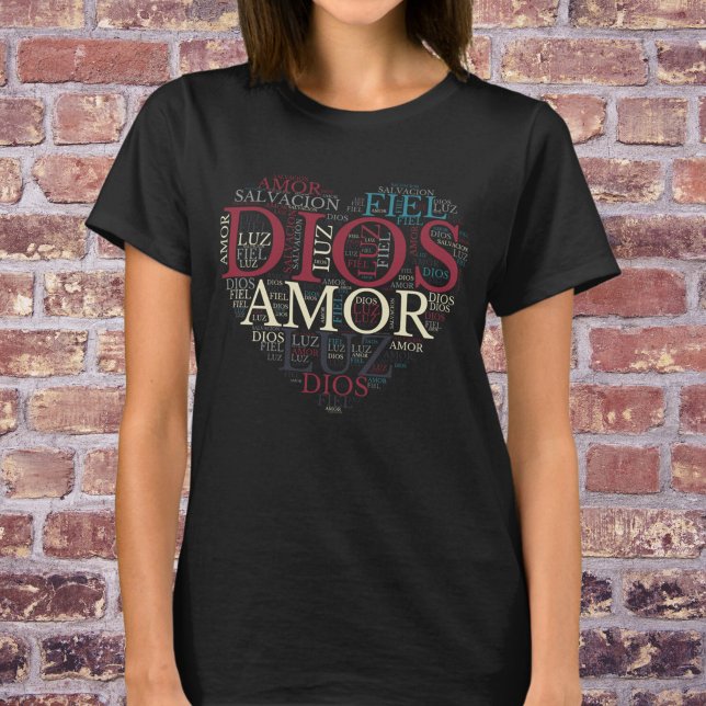 T-shirt Dieu et la foi Coeur des femmes chrétienne espagno (Créateur téléchargé)