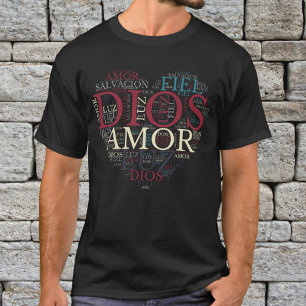 T-shirt Dieu et la foi Coeur des hommes chrétiens espagnol