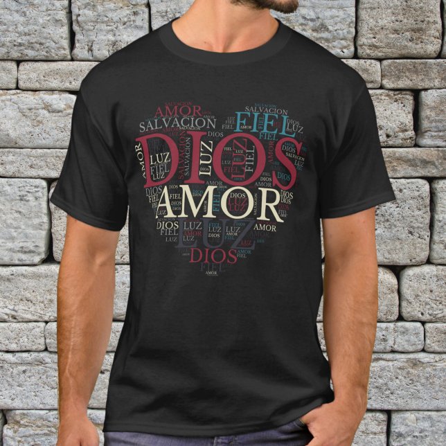 T-shirt Dieu et la foi Coeur des hommes chrétiens espagnol (Créateur téléchargé)