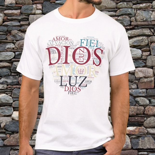 T-shirt Dieu et la foi Coeur des hommes chrétiens espagnol (Créateur téléchargé)