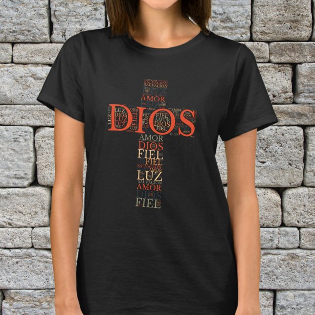 T-shirt Dieu et la foi Croix Chrétienne Espagnol féminin (Créateur téléchargé)