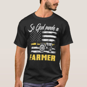 T-shirt Dieu Faisait Un Agriculteur Tracteur Drapeau Améri