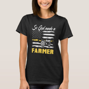 T-shirt Dieu Faisait Un Agriculteur Tracteur Drapeau Améri