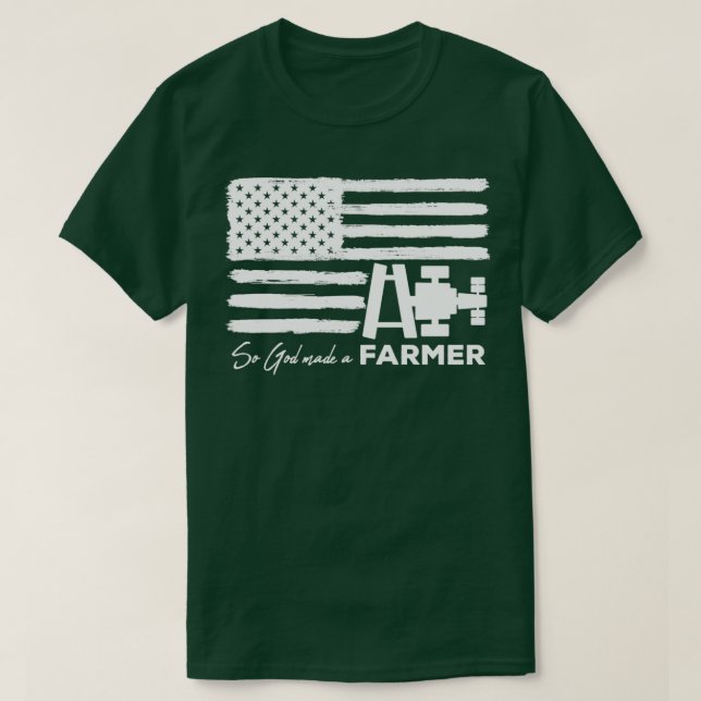 T-shirt Dieu Faisait Un Fermier Un Tracteur Drapeau Améric (Design devant)