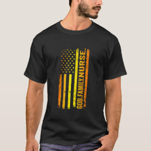 T-shirt Dieu Famille Infirmière Drapeau Américain US Fête