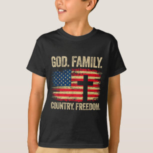 T-shirt Dieu Famille Pays Dom Drapeau Usa Croix