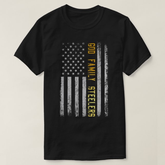 T-shirt Dieu famille steelers - American flag papa vétéran (Design devant)
