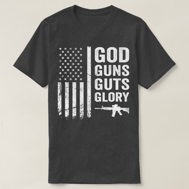 T-shirt DIEU GUNS GUIDES GLORY Patriotic Pro Gun American  (Design devant)