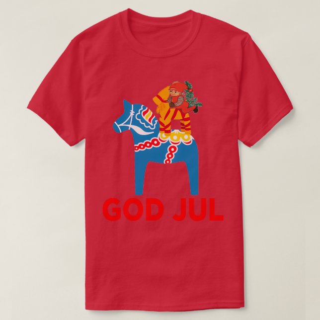 T-shirt Dieu Joyeux Noël Dala Cheval Tomte Julbock S (Design devant)
