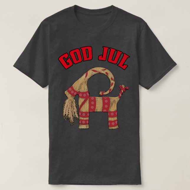 T-shirt Dieu Joyeux Noël Julbock Chèvre de paille (Design devant)