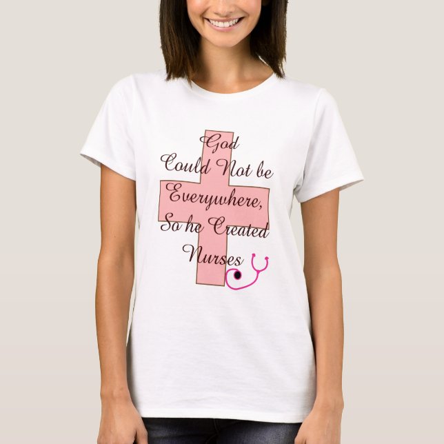 T-shirt Dieu ne pourrait pas SOIGNE partout la croix rose (Devant)