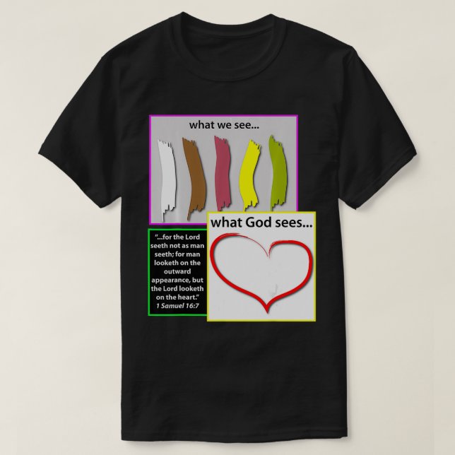 T-shirt Dieu ne voit pas la couleur (Design devant)