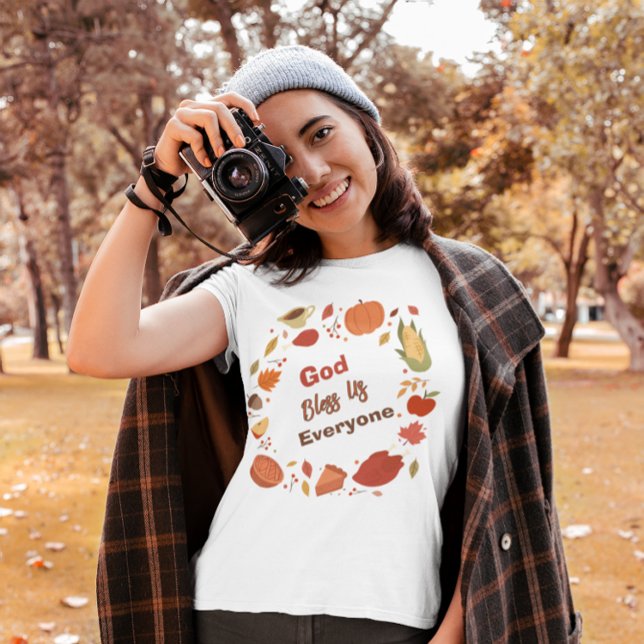 T-shirt Dieu nous bénisse tous Thanksgiving/Automne Chréti (Créateur téléchargé)