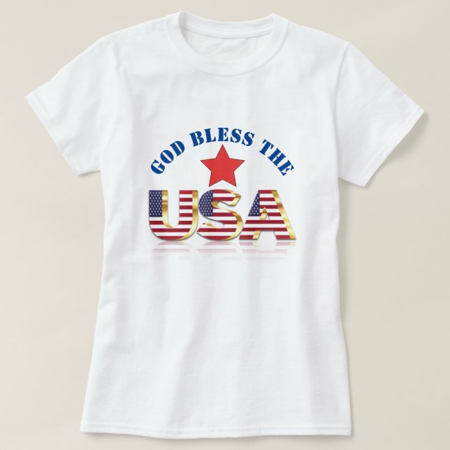 T-shirt Dieu patriotique bénit les USA / 4 juillet (Design devant)