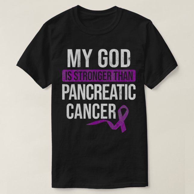 T-shirt Dieu plus fort que le cancer pancréatique Cancer D (Design devant)