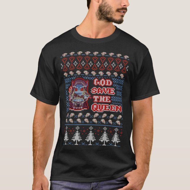 T-shirt Dieu Sauve La Reine Sylvanas WoW Noël Vilain Soupç (Devant)