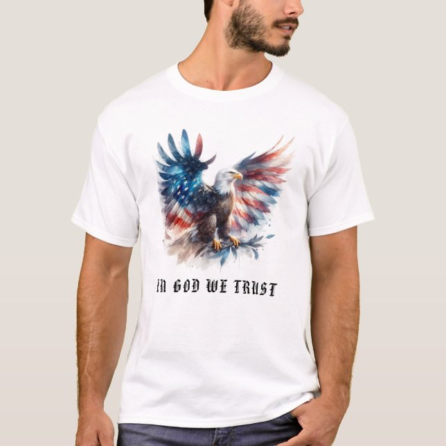 T-shirt *~* DIEU TRUST EagleAP16 Drapeau américain USA Bal (Devant)