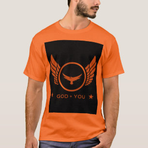 T-shirt Dieu + U Imprimé Hommes ou Adultes Beau Orange
