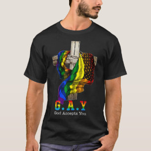 T-shirt Dieu vous accepte Christian Rainbow Gay pride LGBT
