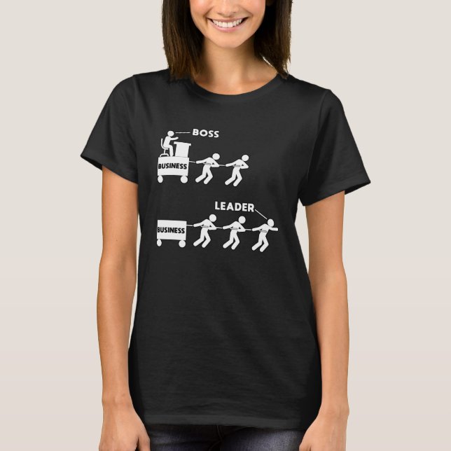T-shirt Différence entre un patron et un travail d'équipe  (Devant)