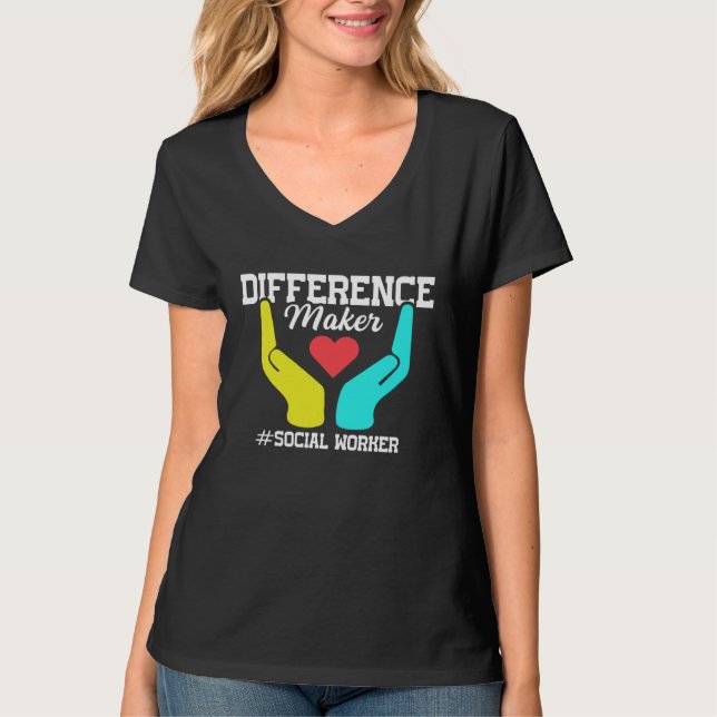 T-shirt Difference Maker Proud Social Worker (Devant)