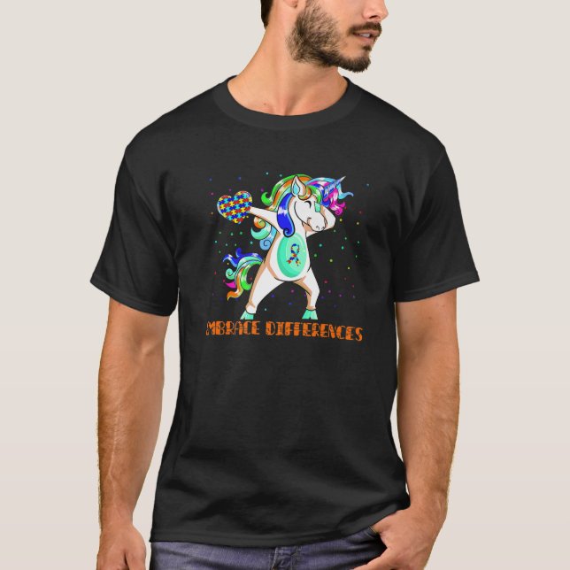 T-shirt Différences d'acceptation Dabbing Unicorn Autism A (Devant)