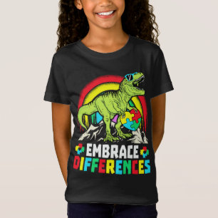 T-Shirt Différences d'acceptation T Rex Dinosaur Autisme L