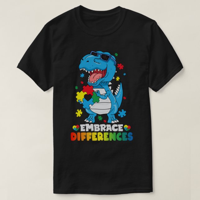 T-shirt Différences d'acceptation T Rex Dinosaur Autisme L (Design devant)