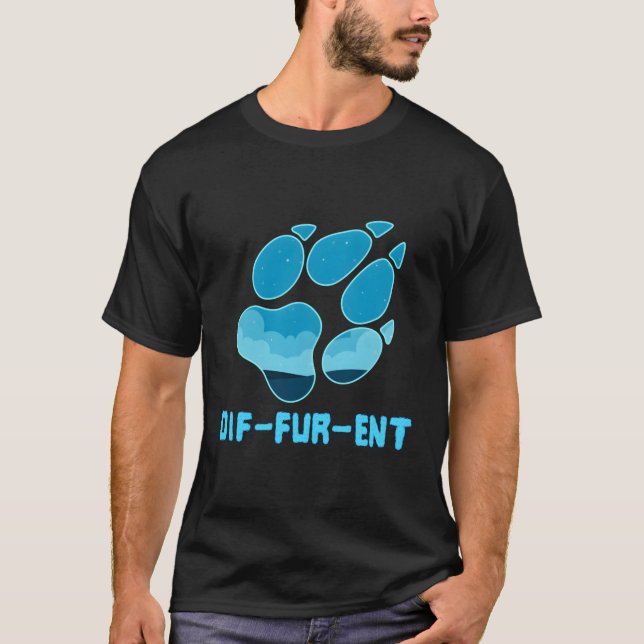 T-shirt Différent Empreinte de patte Furry Fursona (Devant)