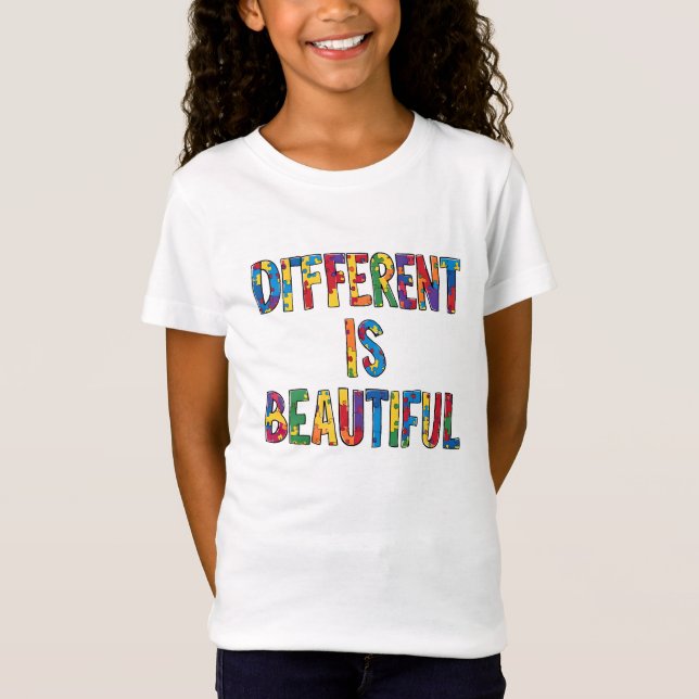 T-Shirt Different Is Beautiful - Sensibilisation sur l'aut (Devant)