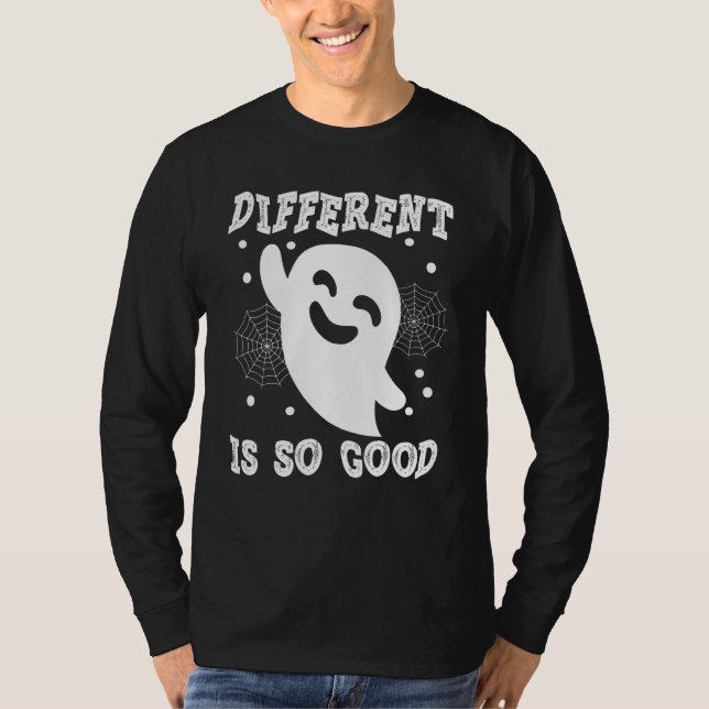 T-shirt Different Is So Good  Halloween Ghost Spiderweb Gr (Devant)