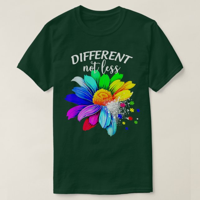 T-shirt Différent Pas Moins Sunflower Autisme Connaissance (Design devant)