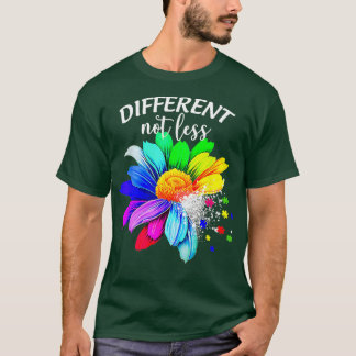 T-shirt Différent Pas Moins Sunflower Autisme Connaissance