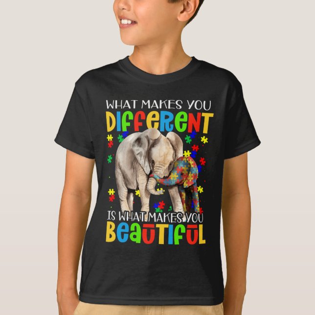 T-shirt Différente Belle Pièce de Puzzle de Sensibilisatio (Devant)